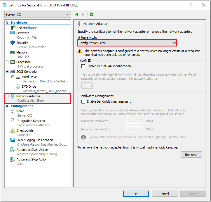 Solution The Application encountered an error while attempting to chang the state